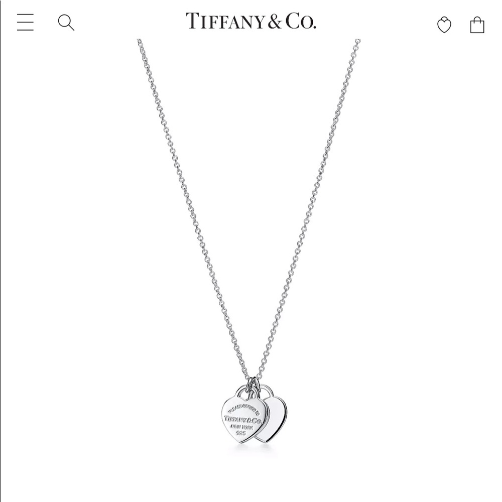Tiffany & Co. Return to Tiffany. Double Heart Tag Pendant *ONLY* Sterling Silver